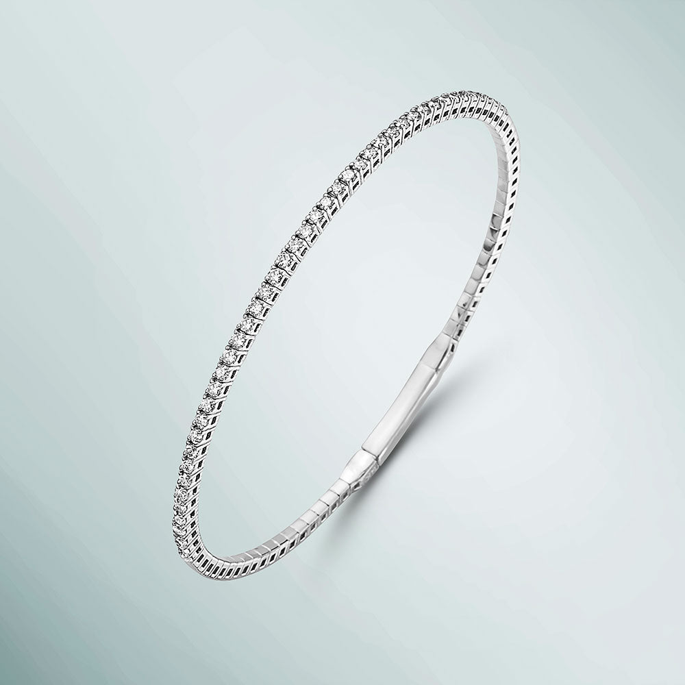 Half Way Flexible Diamond Thin Stackable Bangle Bracelet Cuff (1.00 ct.) in 14K Gold