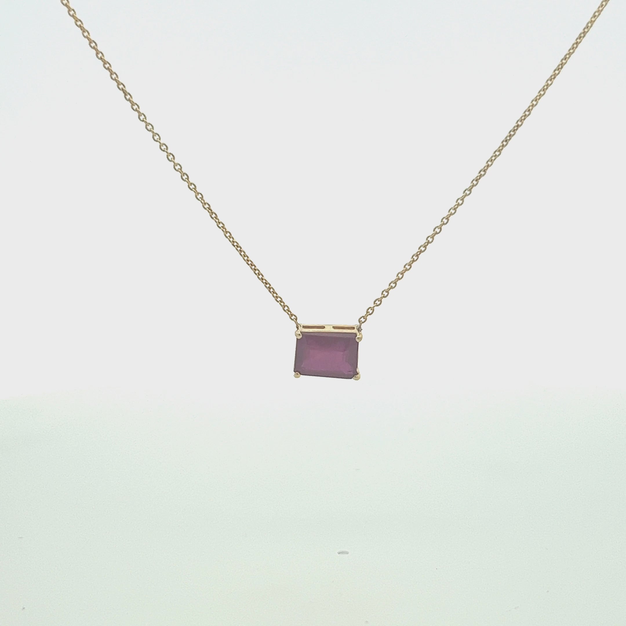 Solitaire Emerald Cut Ruby Necklace (2.40 ct.) in 14K Gold