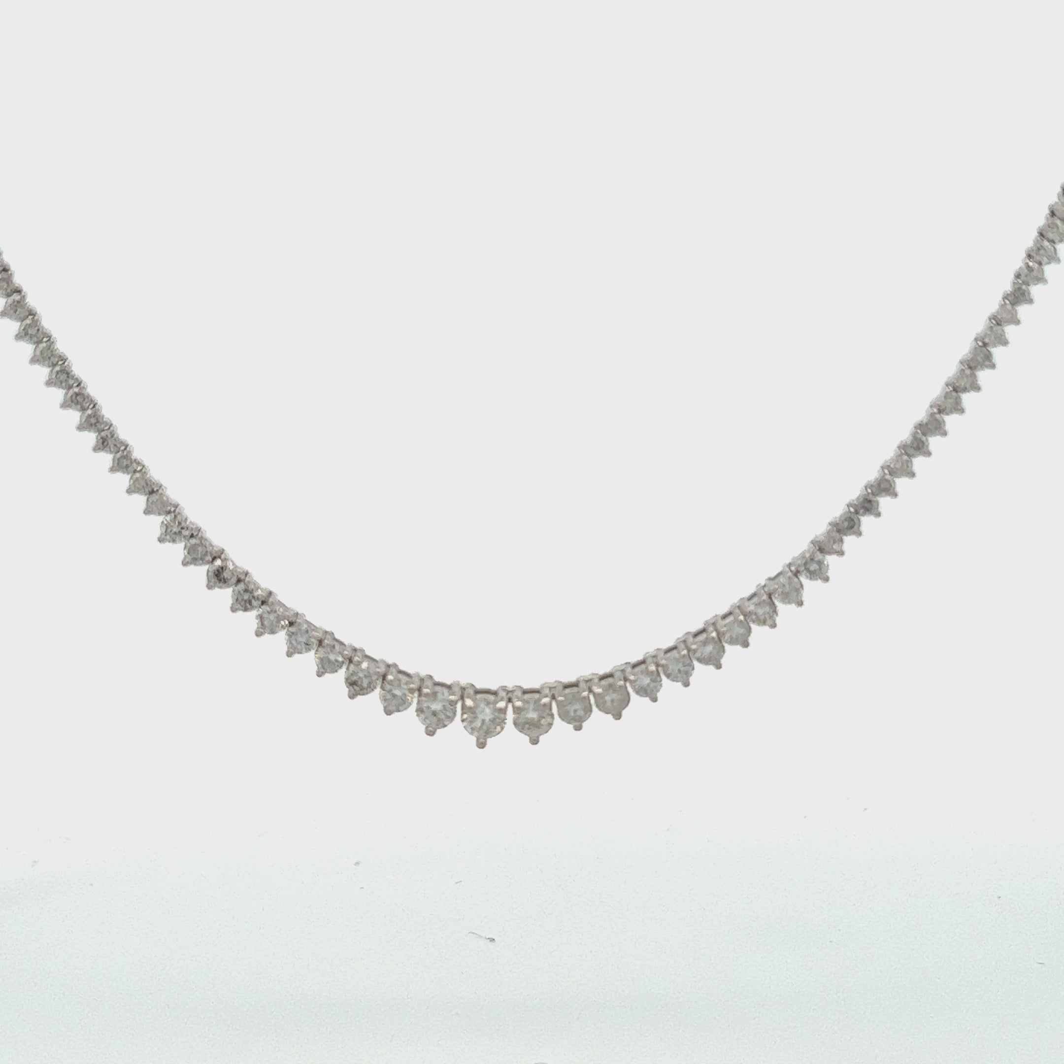 Riviera Diamond Tennis Necklace (7.25 ct.) 2 mm to 4.5 mm 3-Prongs Setting in 14K Gold