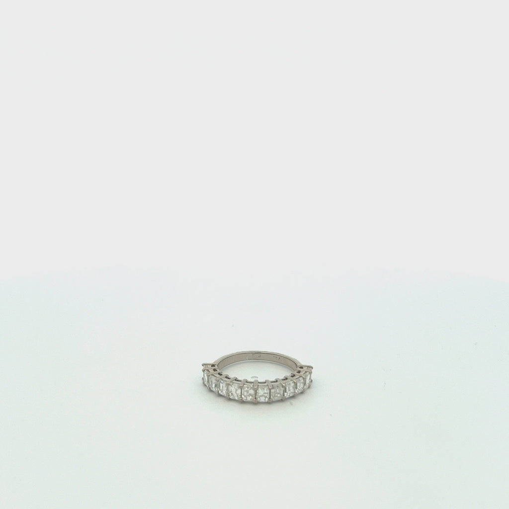 Emerald Cut Diamond Halfway Ring Band (1.20 ct.) 4-Prongs Setting in 18K Gold