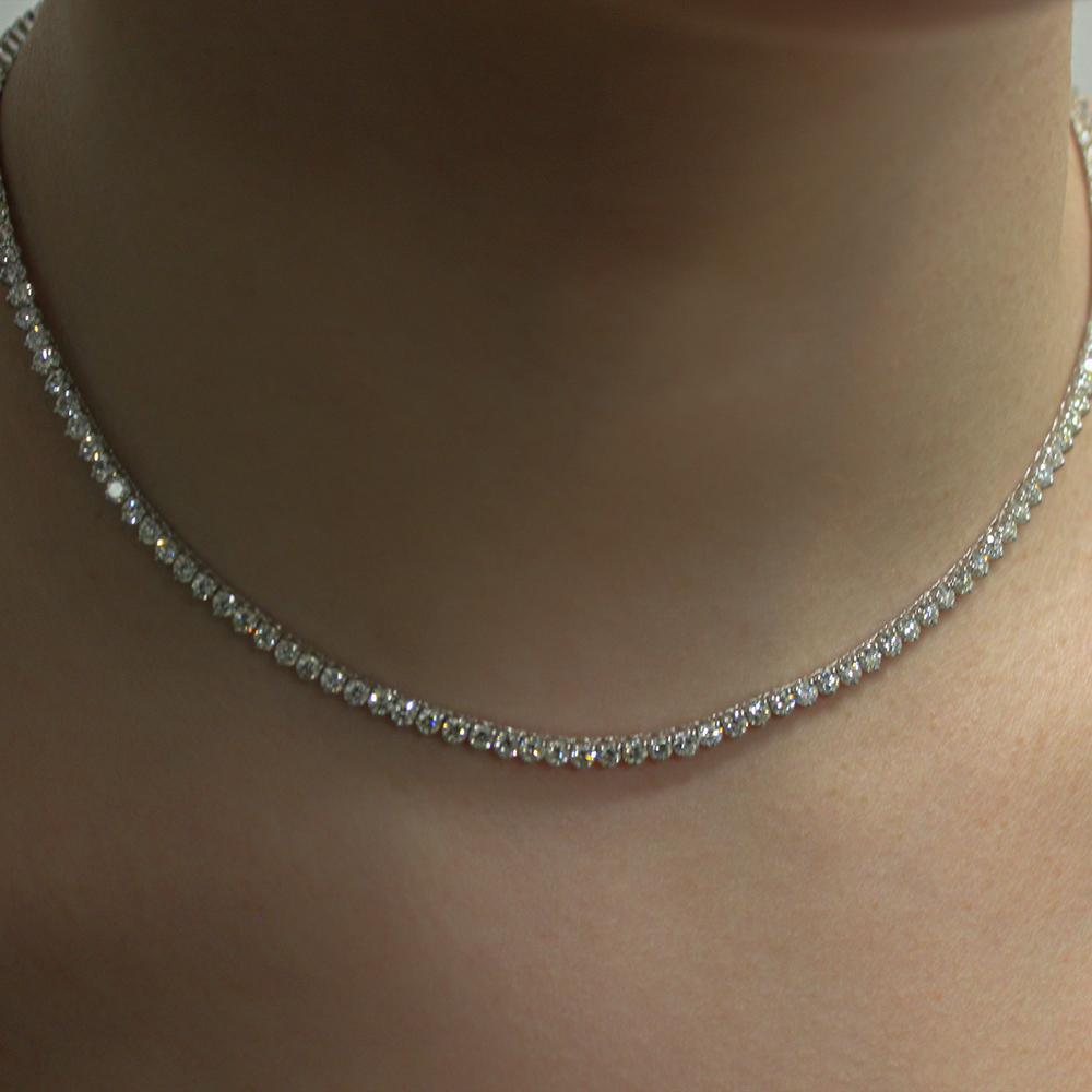 Diamond Tennis Necklace (10.30 ct.) 2.7 mm 3-Prongs Setting in 14K Gold