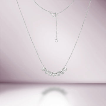 Baguette & Round Diamonds Illusion Necklace (0.50 ct.) in 14K Gold