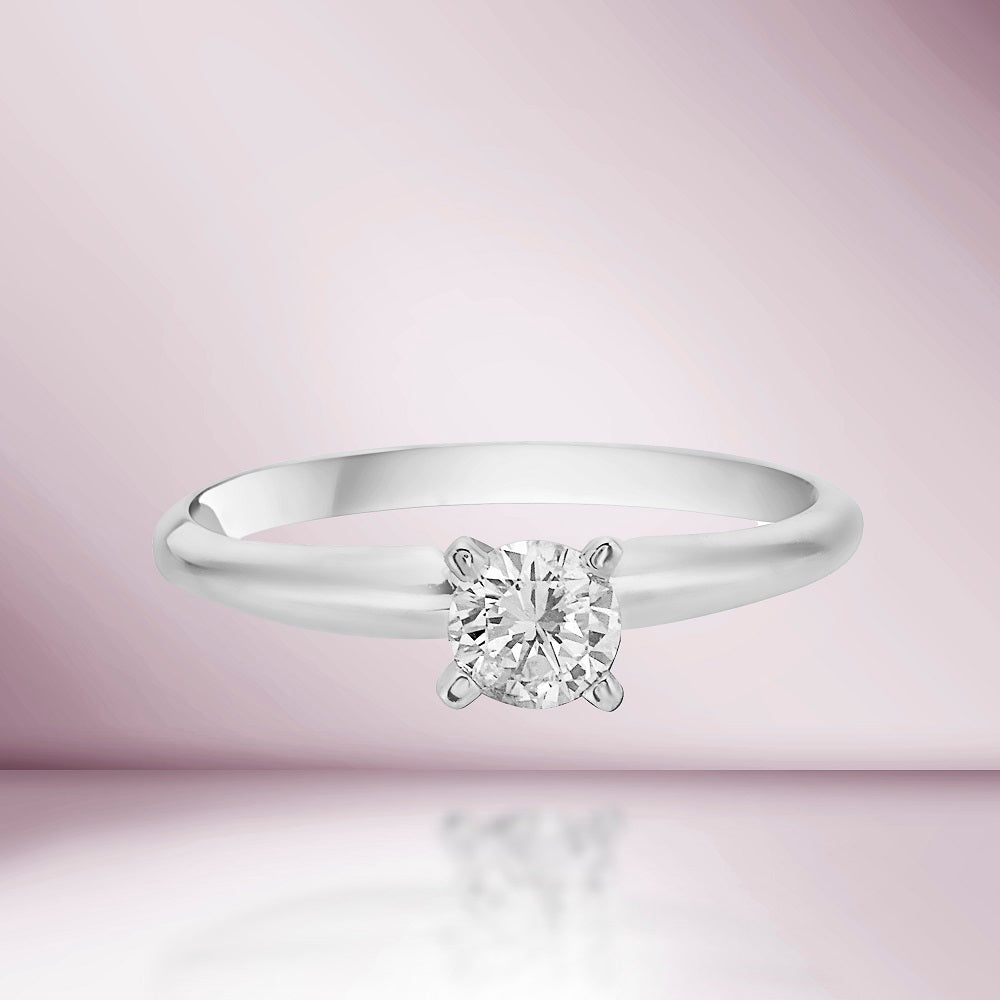 14K Round Cut Natural Diamond 4-prongs Solitaire Engagement Ring 2