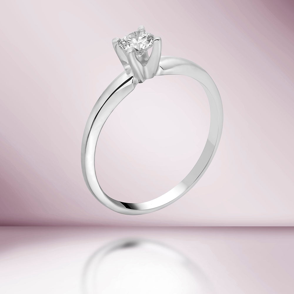 14K Round Cut Natural Diamond 4-prongs Solitaire Engagement Ring 2