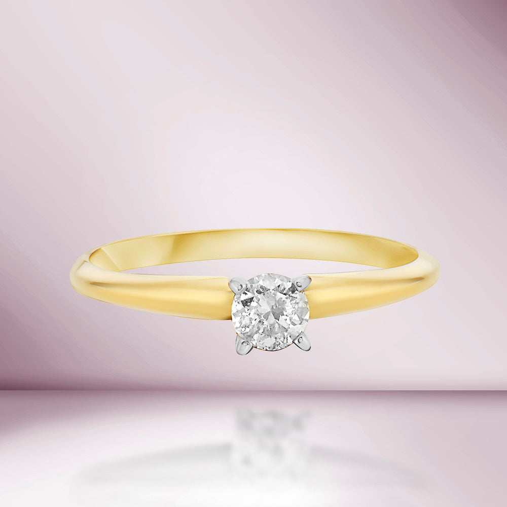 14K Round Cut Natural Diamond 4-prongs Solitaire Engagement Ring 2