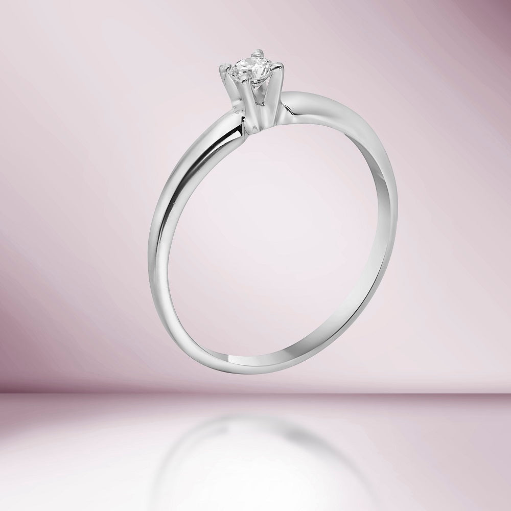 14K Round Cut Natural Diamond 4-prongs Solitaire Engagement Ring 2