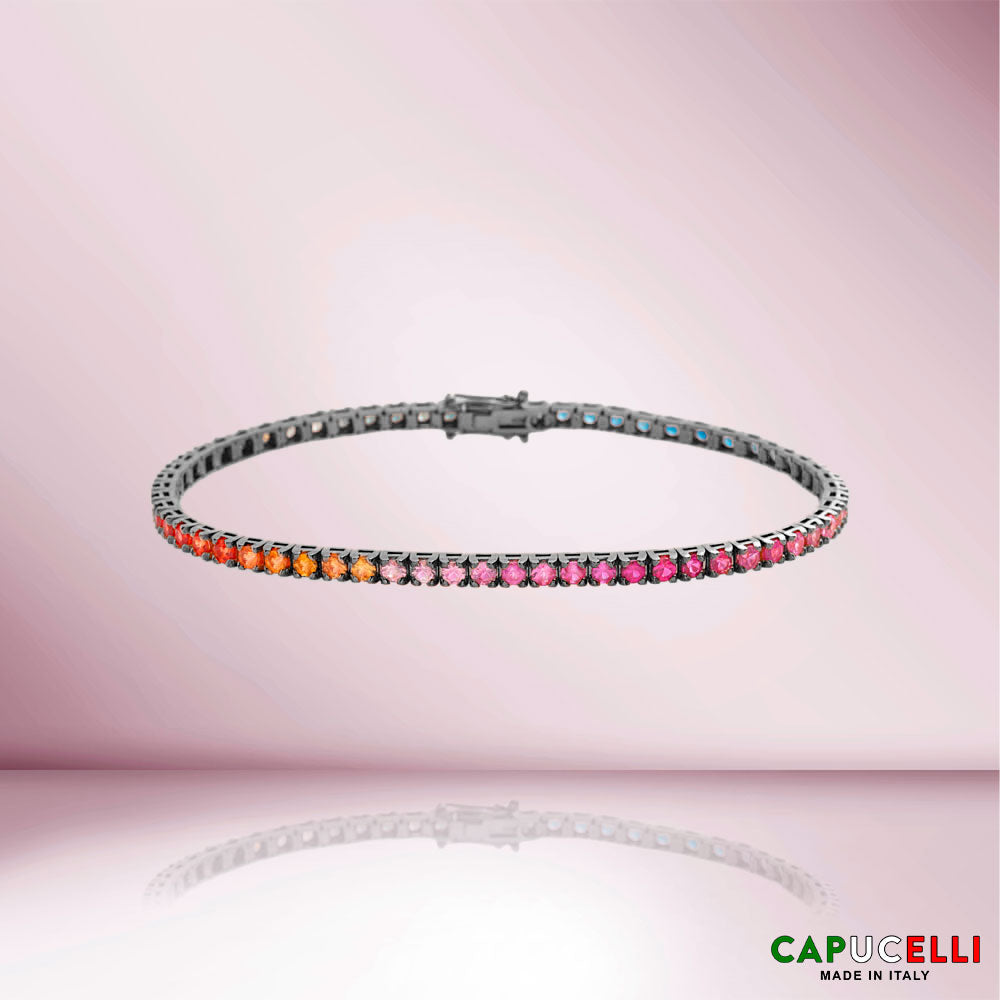 Multicolor Sapphire Tennis Bracelet (5.50 ct.) 4-Prongs Setting, Made In Italy