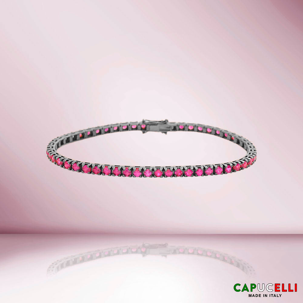 Ruby Tennis Bracelet (5.50 ct.) 4-Prongs Setting 18K Gold, Made in Italy
