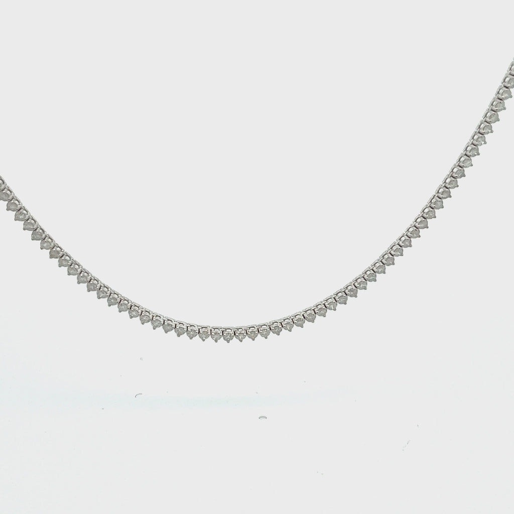 Diamond Tennis Necklace (3.50 ct.) 1.6 mm 3-Prongs Setting in 14K Gold