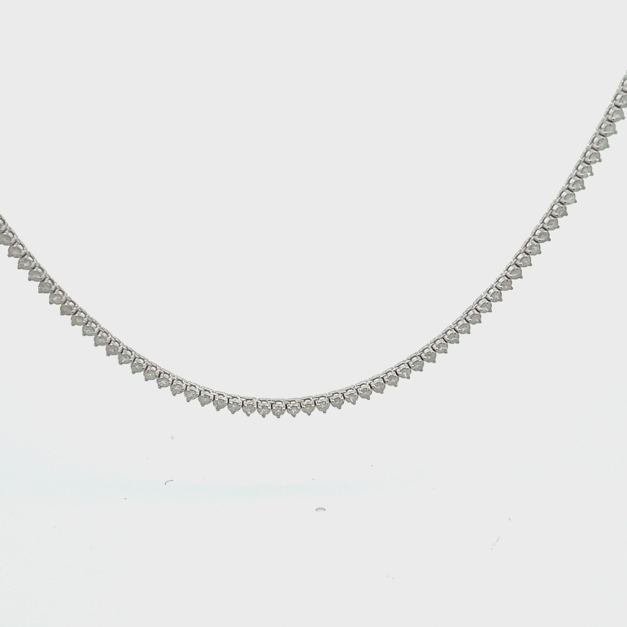 Diamond Tennis Necklace (3.50 ct.) 1.6 mm 3-Prongs Setting in 14K Gold