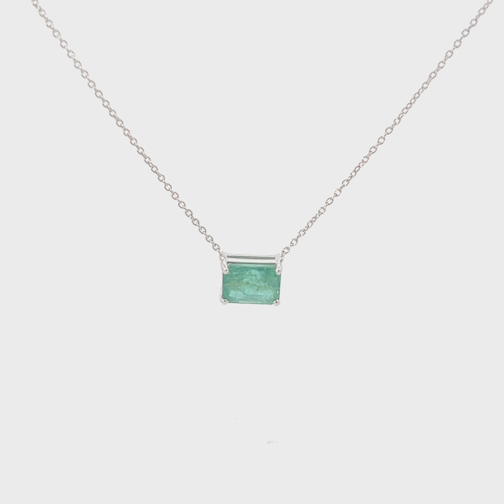 Solitaire Emerald Cut Emerald Necklace (1.35 ct.) in 14K Gold