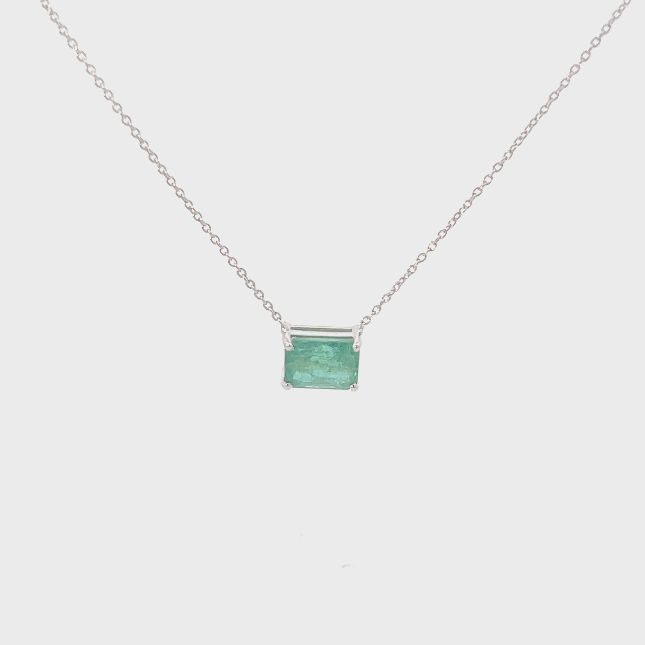 Solitaire Emerald Cut Emerald Necklace (1.35 ct.) in 14K Gold