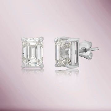 Emerald Cut Diamond Rectangular Studs Earrings (2.03 ct.) in 14K Gold