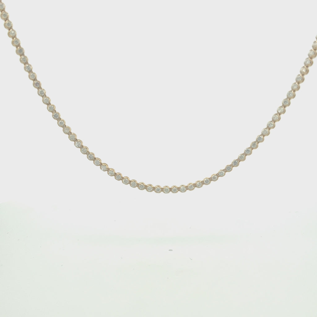 Diamond Tennis Necklace (5.50 ct.) 3.10 mm Buttercup Setting in 14K Gold