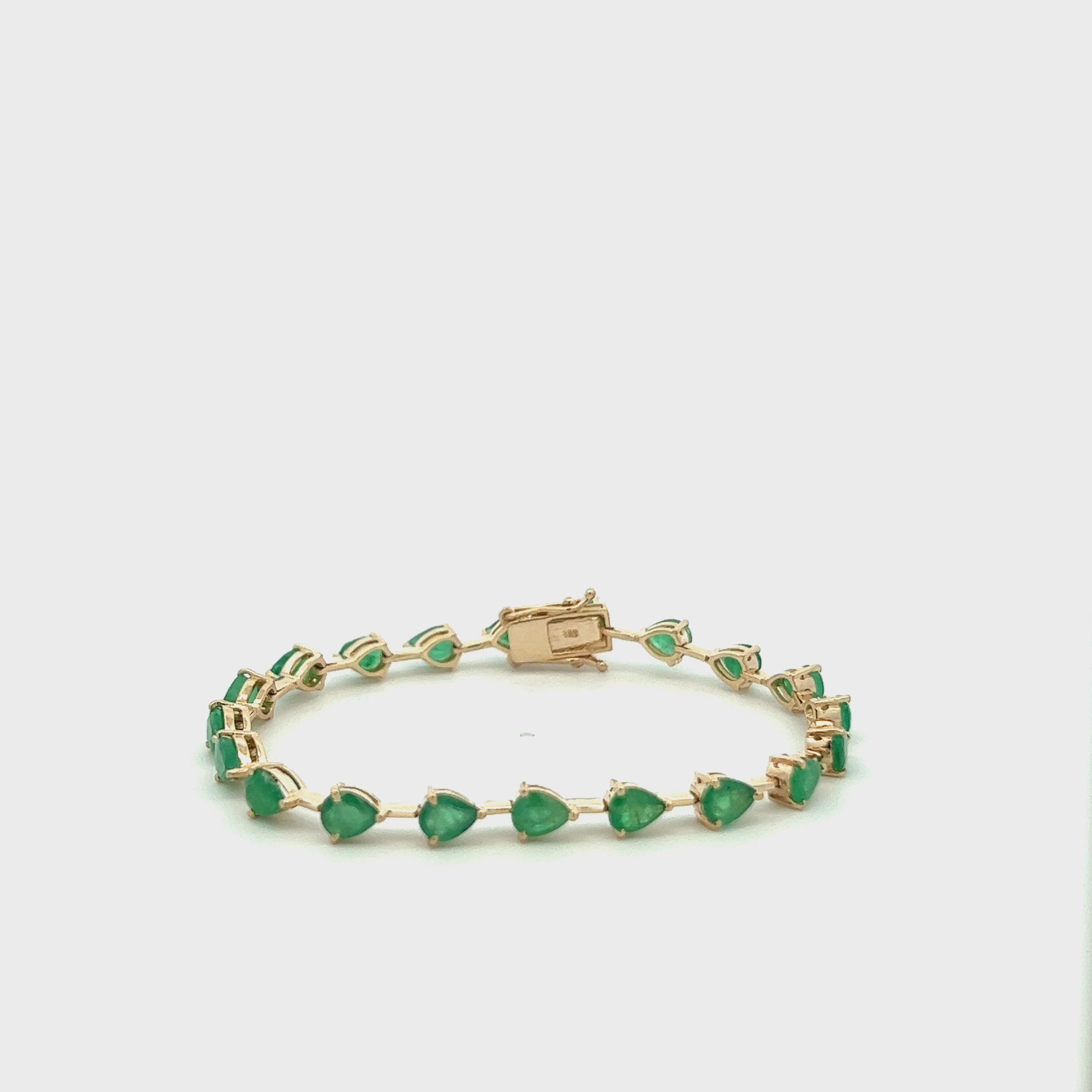 Fancy Pear Shape Emerald Bracelet (6.20 ct.) 3-Prongs Setting in 14K Gold
