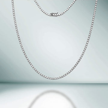 HalfWay Diamond Tennis Necklace (5.00 ct.) 2.3 mm 4-Prongs Setting in 14K Gold