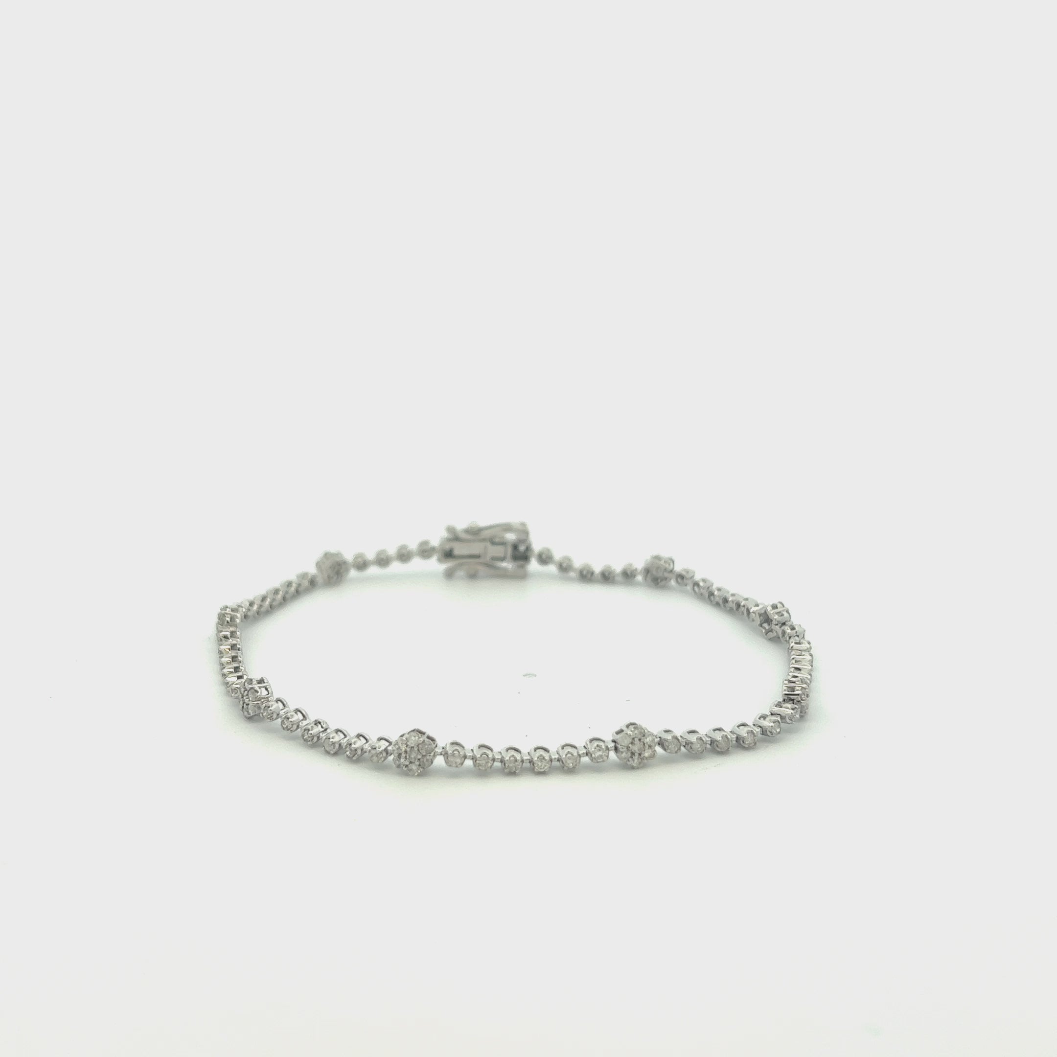 Diamond Flower Shape Tennis Bracelet (1.10 ct.) Buttercup Setting in 14K Gold