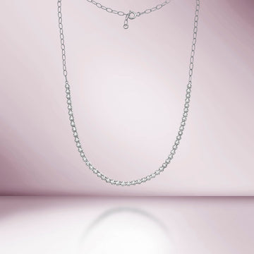 HalfWay Diamond Tennis Necklace & Paperclip Chain (2.00 ct.) in 14K Gold, Choker Tennis Necklace