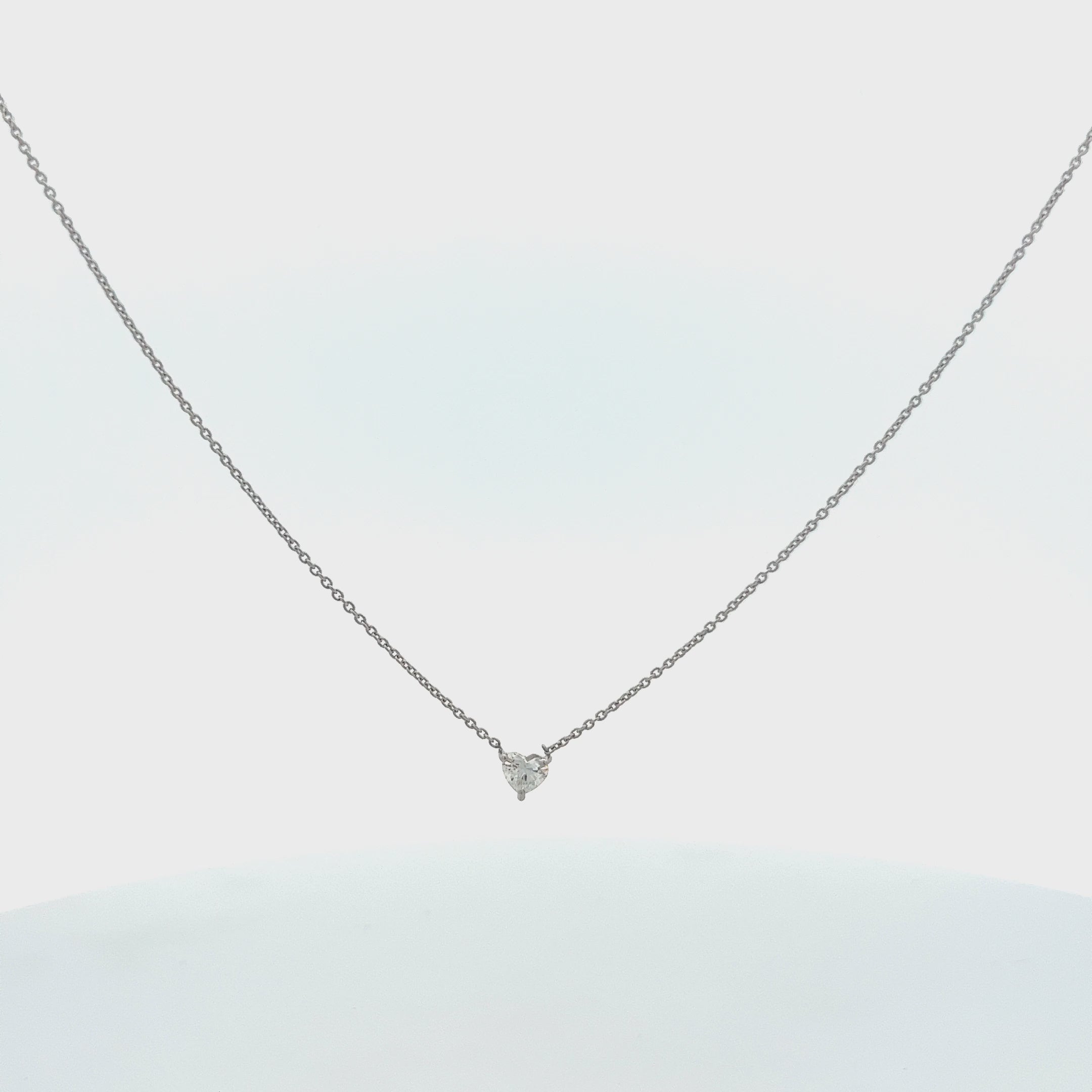 Solitaire Heart Shape Diamond Necklace (0.30 ct.) 3-Prongs in 14K Gold