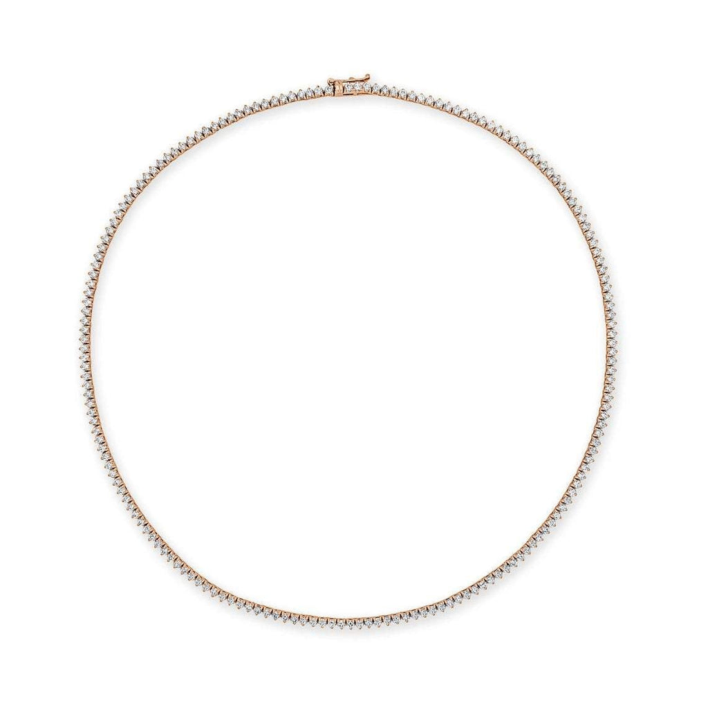 Diamonds Tennis Necklace (20.00 ct.) 4.00 mm 3-Prongs Setting in 14K Gold