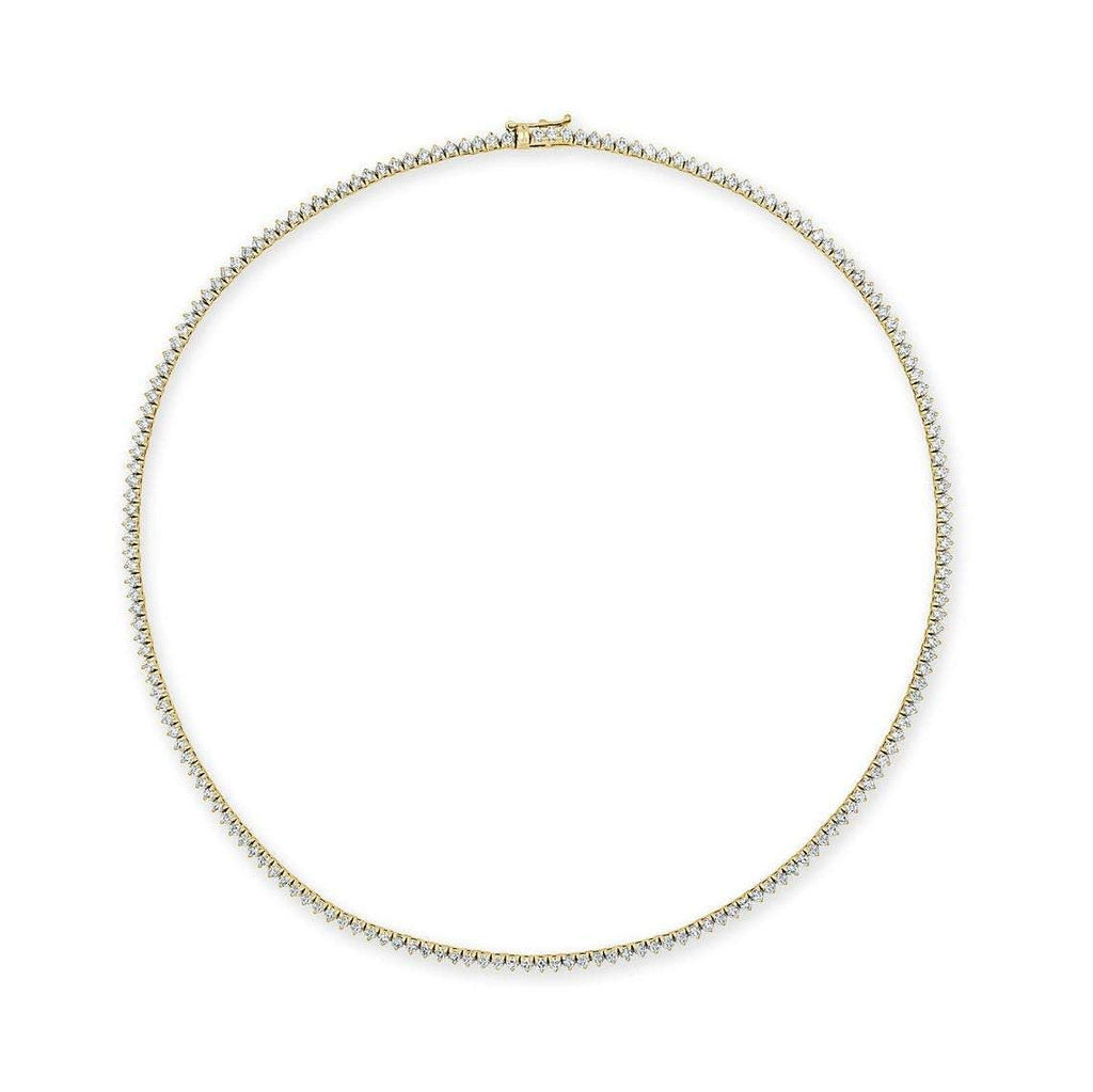 Diamonds Tennis Necklace (20.00 ct.) 4.00 mm 3-Prongs Setting in 14K Gold