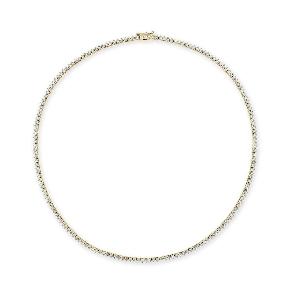 Diamonds Tennis Necklace (20.00 ct.) 4.00 mm 3-Prongs Setting in 14K Gold