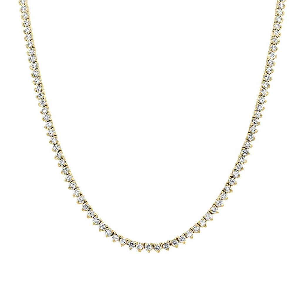 Diamonds Tennis Necklace (20.00 ct.) 4.00 mm 3-Prongs Setting in 14K Gold