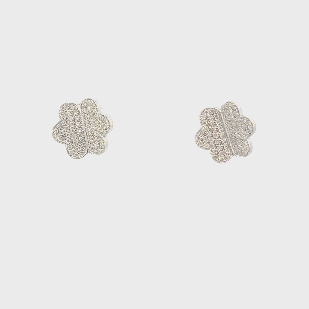 Ready to Ship Diamond Flower Shape Stud Earrings (1.02 ct.) in 18K Gold, Made in Italy