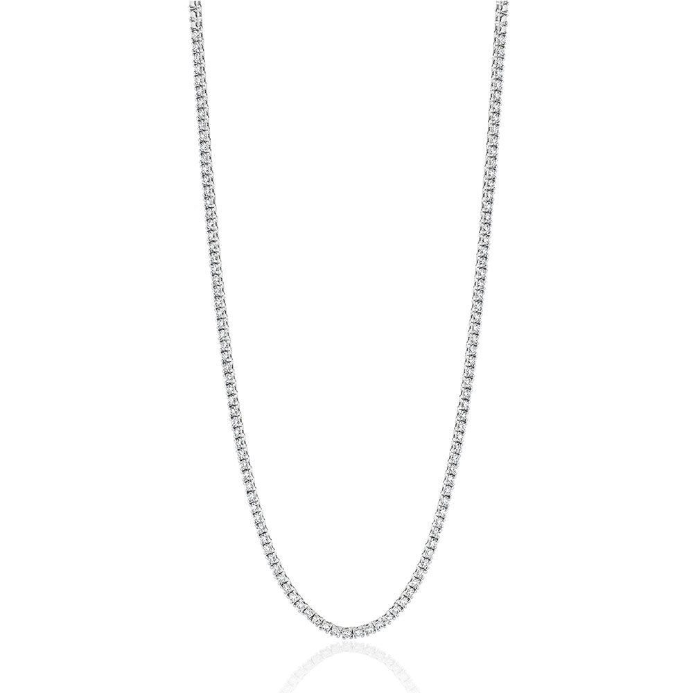 HalfWay Diamond Tennis Necklace (3.50 ct.) 2 mm 4-Prongs Setting in 14K Gold