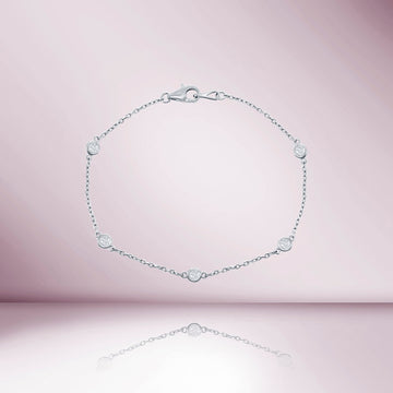 5 Stone Diamond By The Yard Bracelet (0.36 ct.) Bezel Set in 14K Gold