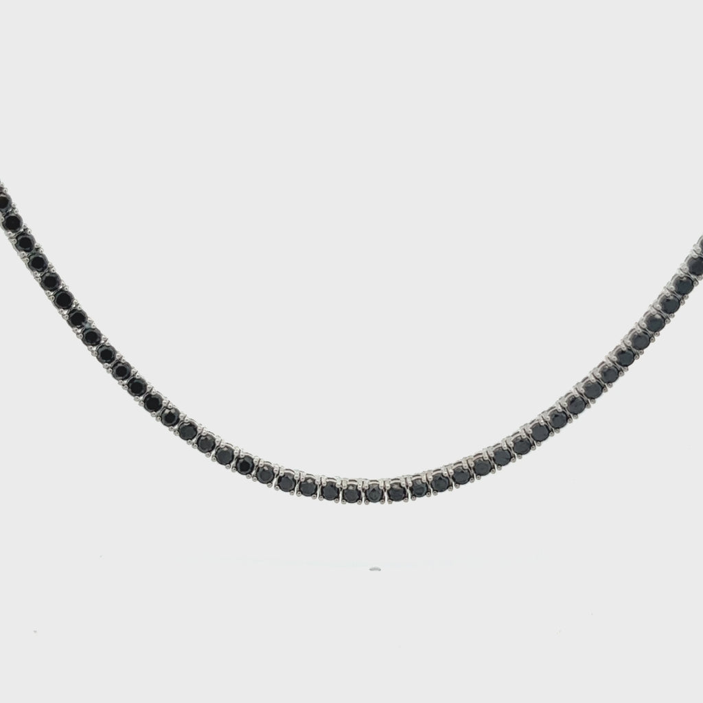 Black Diamond Tennis Necklace (10.50 ct.) 2.50 mm 4-Prongs Setting in 14K Gold