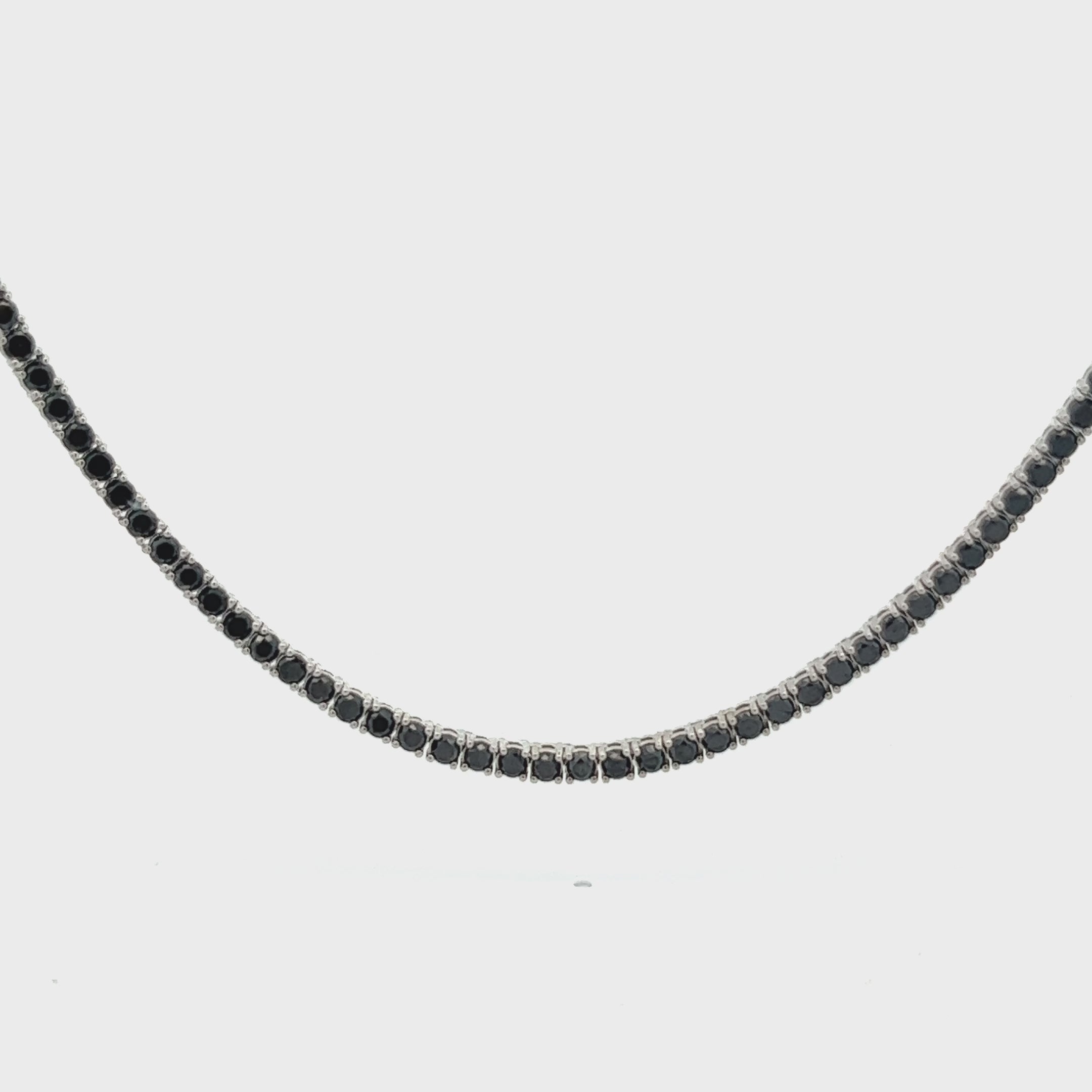 Black Diamond Tennis Necklace (10.50 ct.) 2.50 mm 4-Prongs Setting in 14K Gold