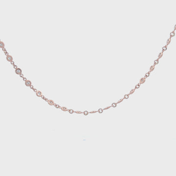 26 Stone Diamond by the Yard Station Necklace and Half Paper Clip Chain (1.03 ct.) Bezel Set in 14K Gold