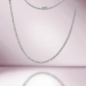 Diamond Tennis Necklace (13.00 ct.) 3 mm 3-Prongs Setting in 14K Gold