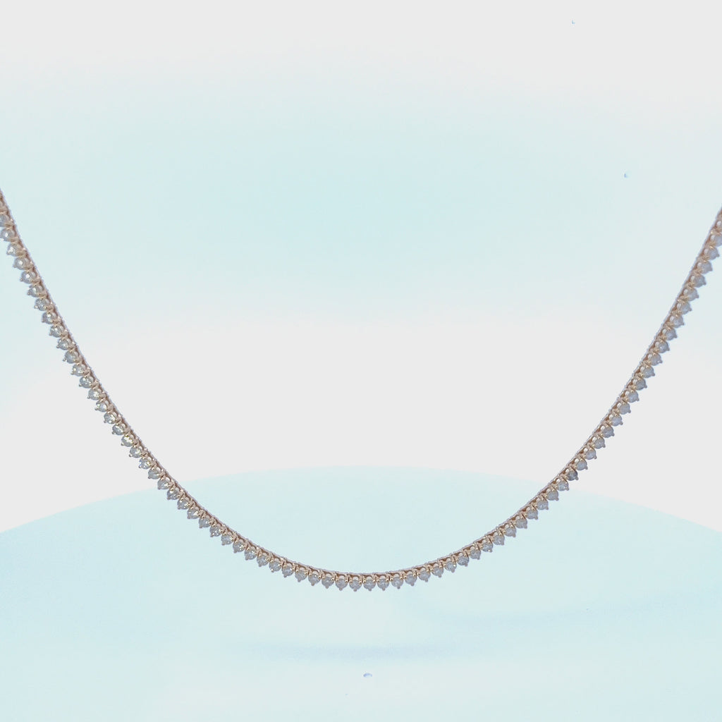 Diamond Tennis Necklace (5.50 ct.) 2 mm 3-Prongs Setting in 14K Gold