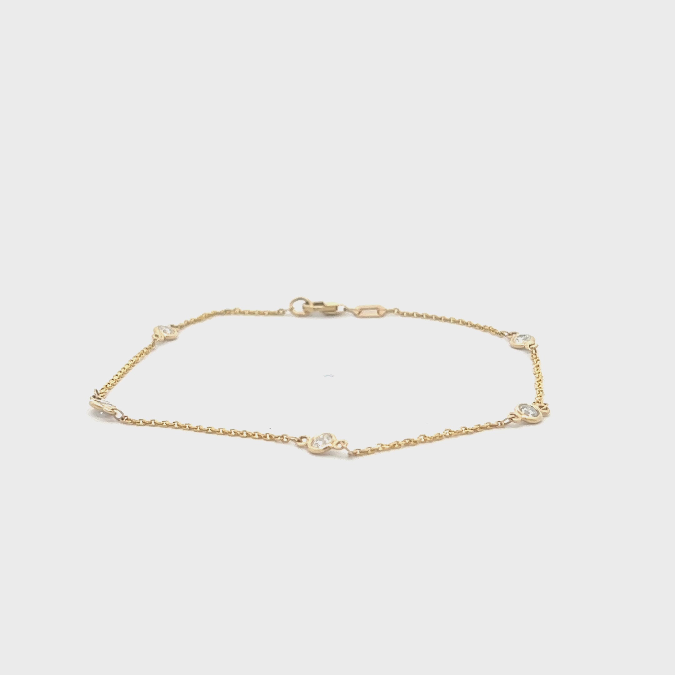 5 Stone Diamond By The Yard Bracelet (0.65 ct.) Bezel Set in 14K Gold