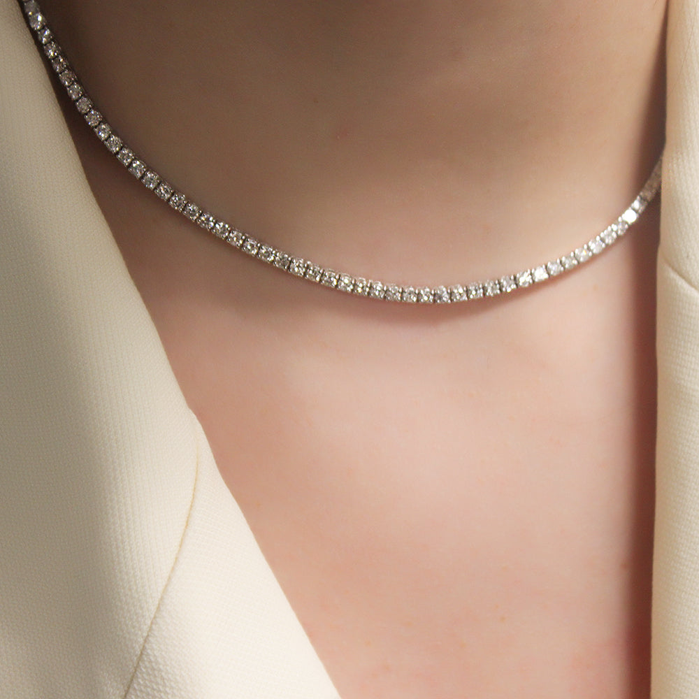 Diamond Tennis Necklace (8.05 ct.) 2.3 mm 4-Prongs Setting in 14K Gold