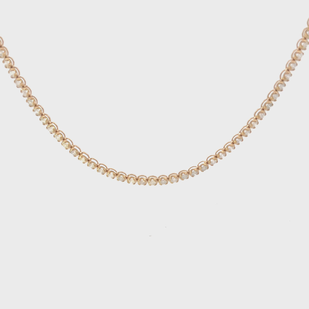 Diamond Tennis Necklace (7.00 ct.) 2.2 mm Buttercup Setting in 14K Gold