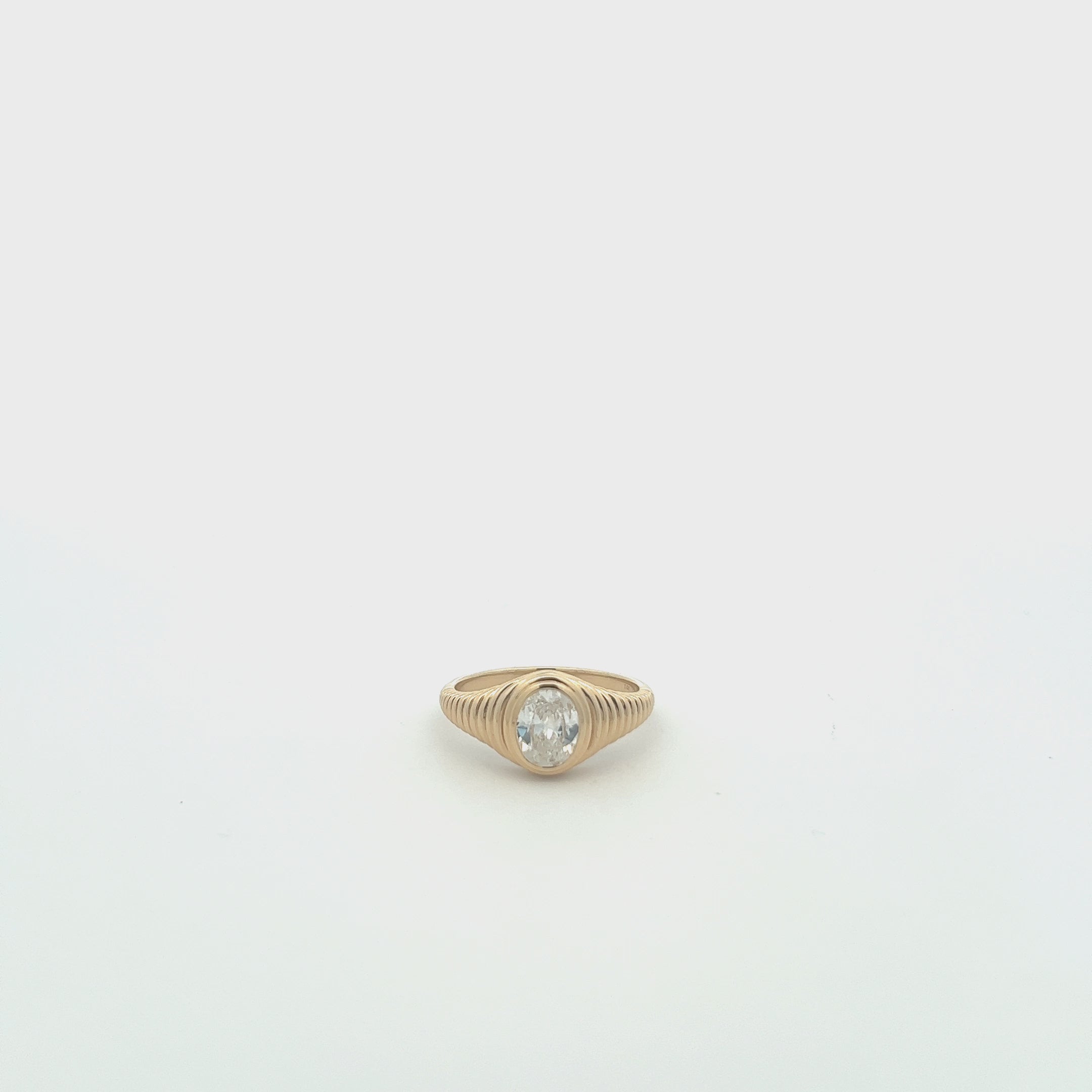 Solitaire Oval Cut Diamond Ring (0.86 ct.) Bezel Set in 14K Gold