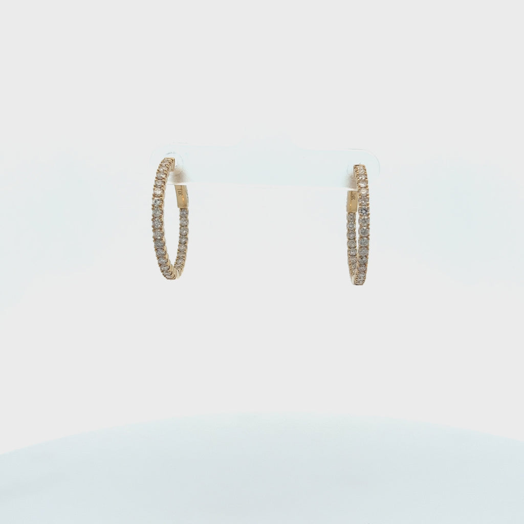 Diamond Inside-Out 0.75'' Hoop Earrings (1.10 ct.) 2.00 mm in 14K Gold
