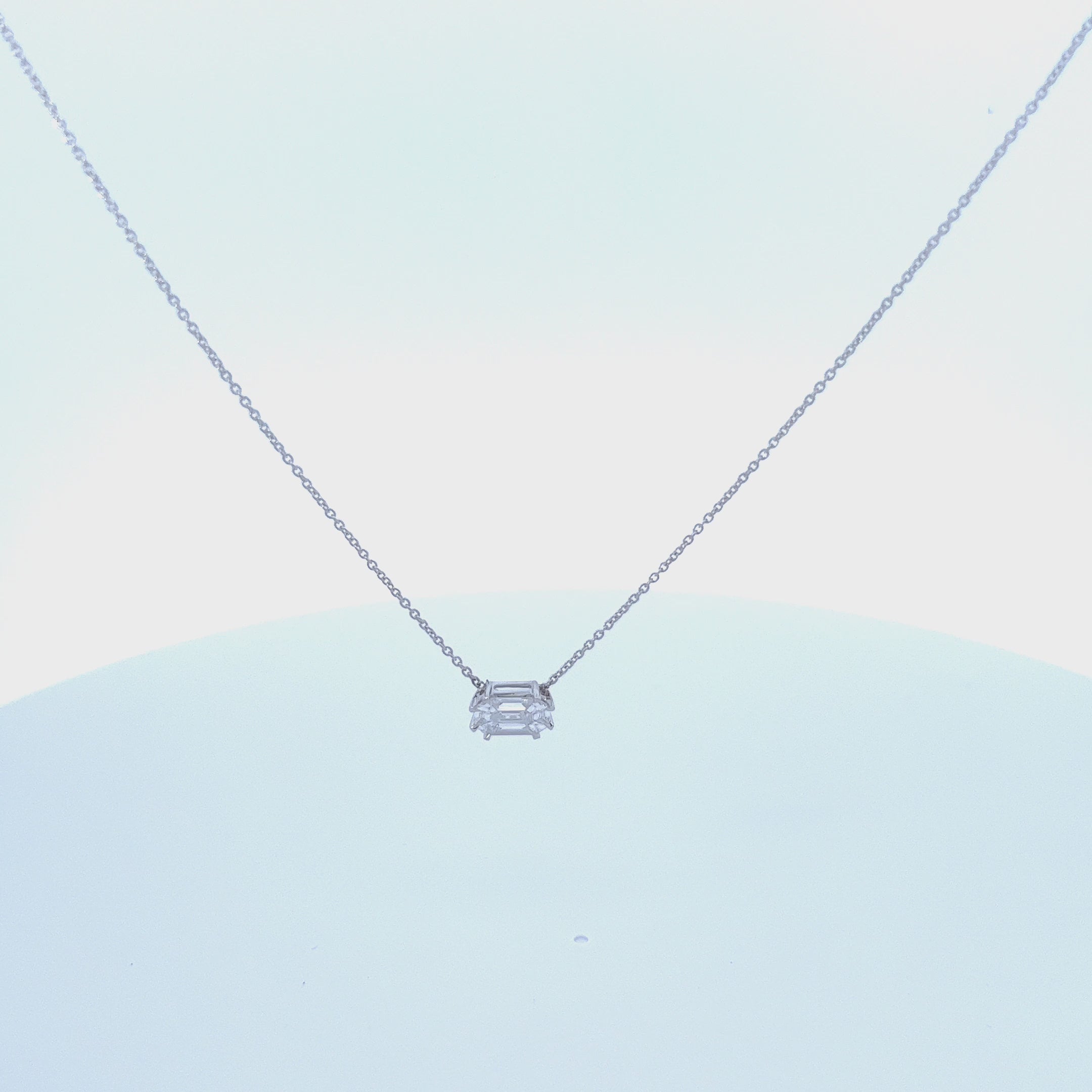 Horizontal Illusion Rectangular Shape Emerald Cut Diamond Necklace (0.50 ct. ) in 14k Gold