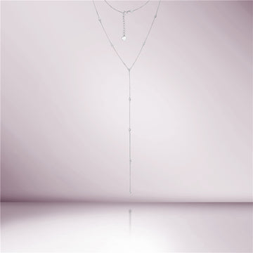 9 Stones Diamond By The Yard Lariat Necklace (0.30 ct.) Bezel Set in 14K Gold