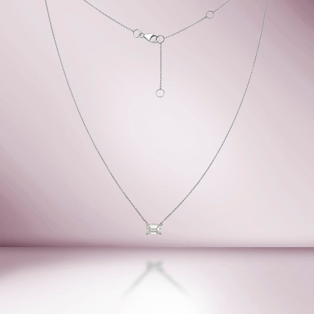 Rectangular Emerald Cut Diamond Necklace (1.10 ct.) in 14K Gold
