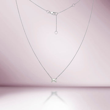 Rectangular Emerald Cut Diamond Necklace (1.10 ct.) in 14K Gold