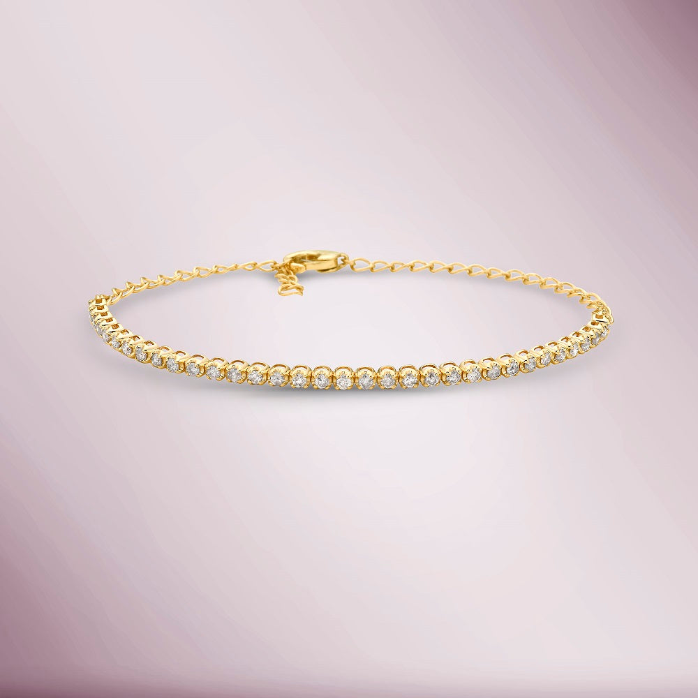 Adjustable Diamond Tennis Bracelet (0.70 ct.) Buttercup Setting in 14K Gold