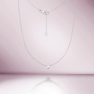 Solitaire Diamond Chain Necklace (0.20 ct.) 6.00 mm Bezel Set in 14K Gold