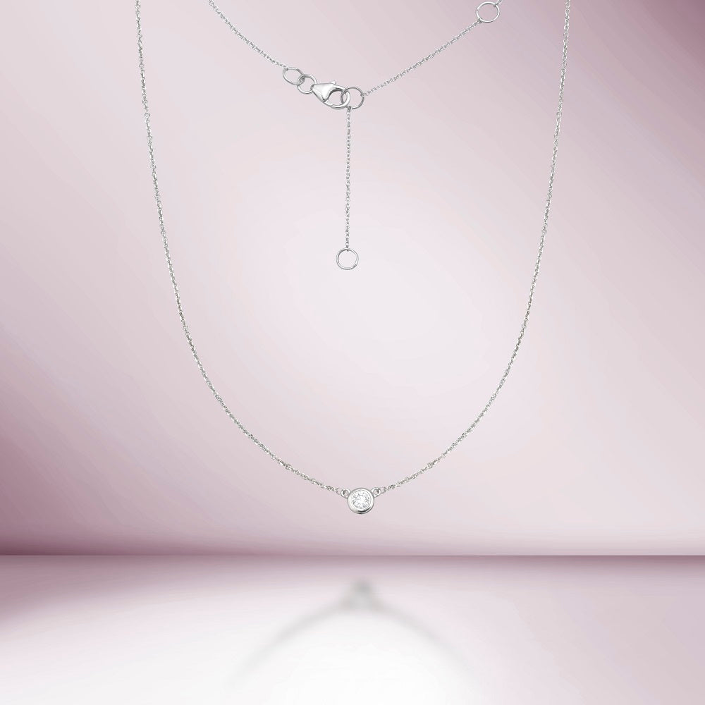 Solitaire Diamond Chain Necklace (0.40 ct.) Bezel Set in 14K Gold