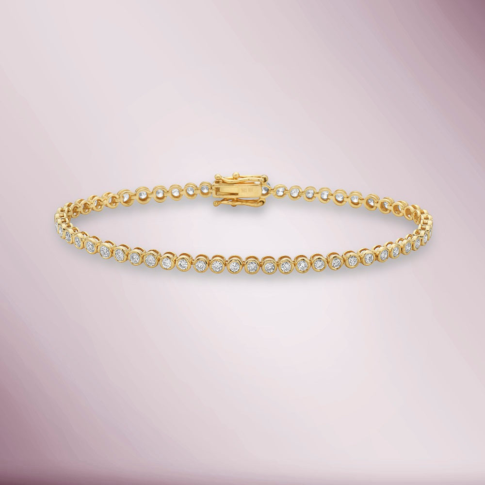 Diamond Tennis Bracelet (2.50 ct.) Bezel Setting in 14K Gold