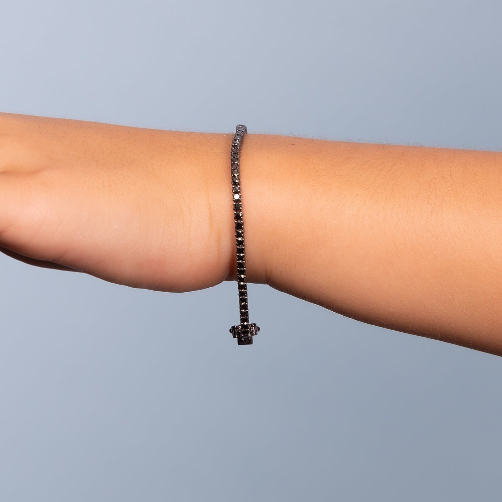 Black Diamond Tennis Bracelet (2.90 ct.) 2 mm 4-prongs Setting in 14K Gold