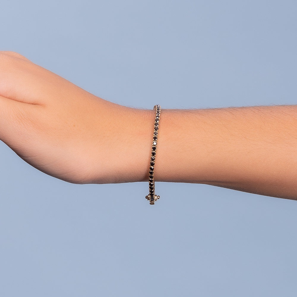 Black Diamond Tennis Bracelet (2.90 ct.) 2 mm 4-prongs Setting in 14K Gold